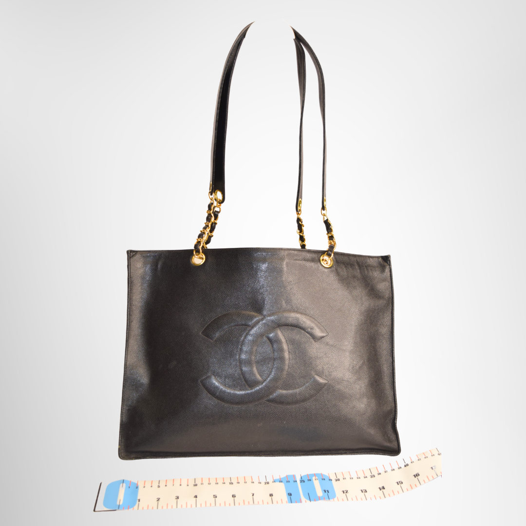Chanel Preowned Luxury Bag Classic Caviar XL Shopping Tote Front View 2