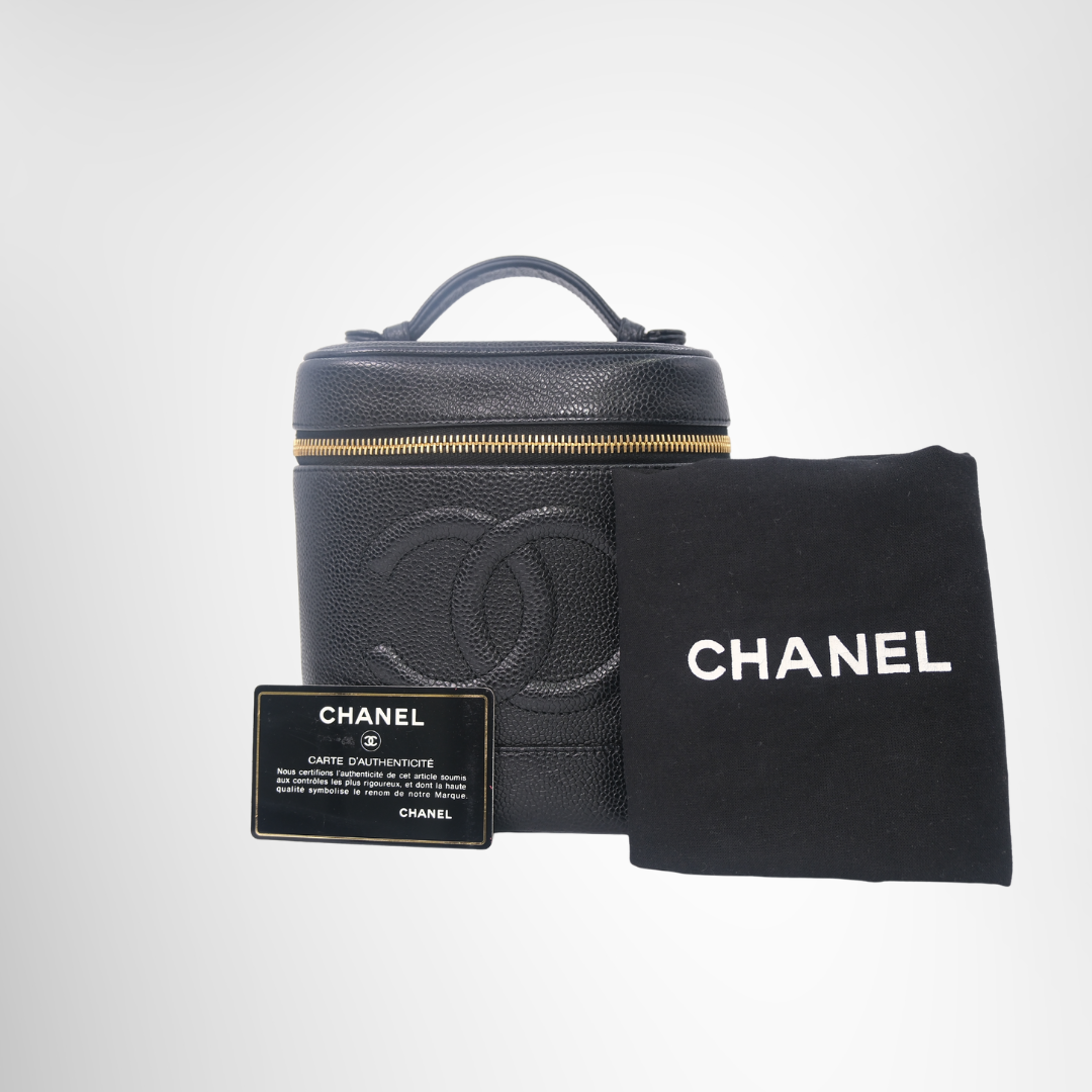 Chanel Preowned Luxury Bag Coco Mark Caviar Vanity Bag Front View