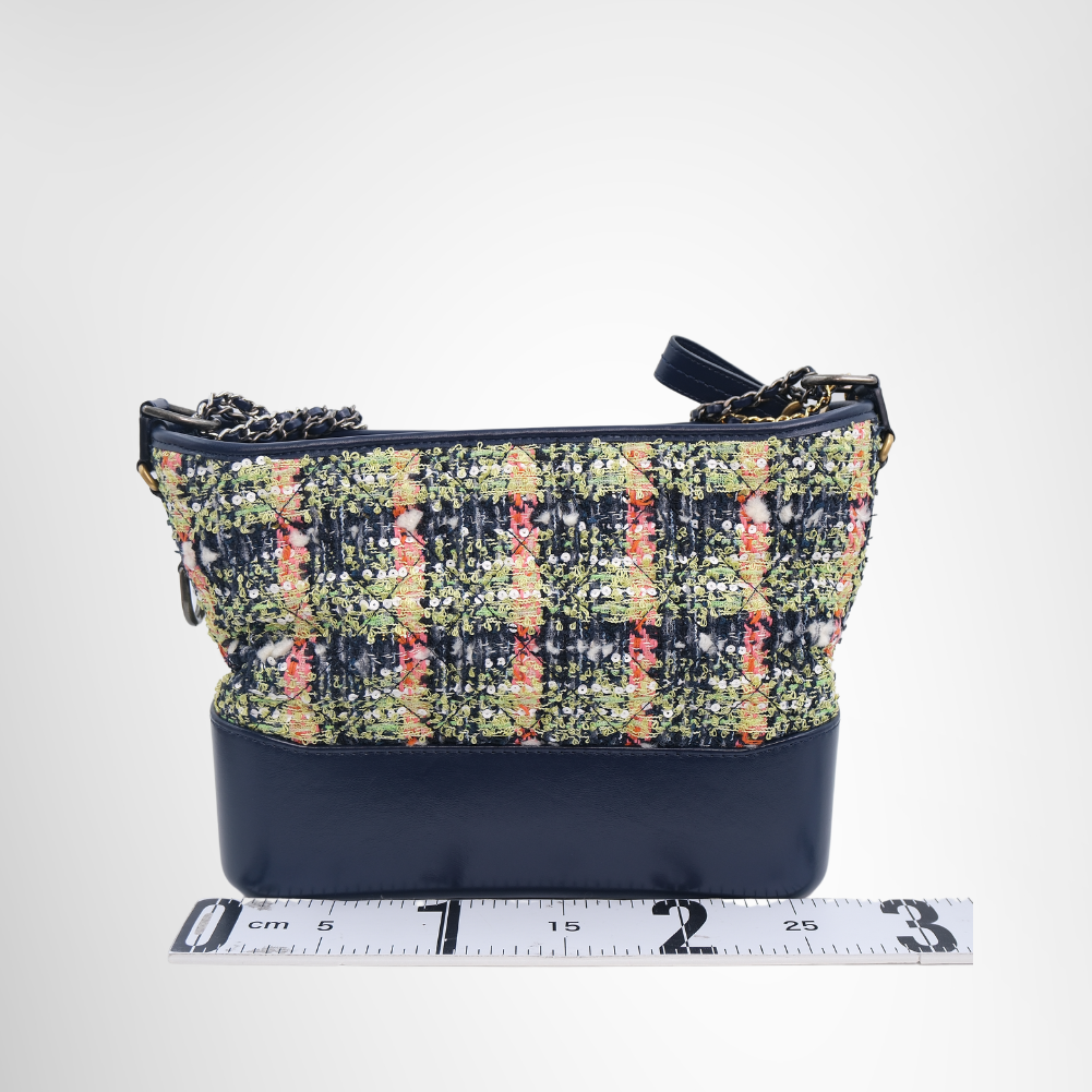 Chanel Preowned Luxury Bag Gabrielle Colorful Tweed Bag Back View