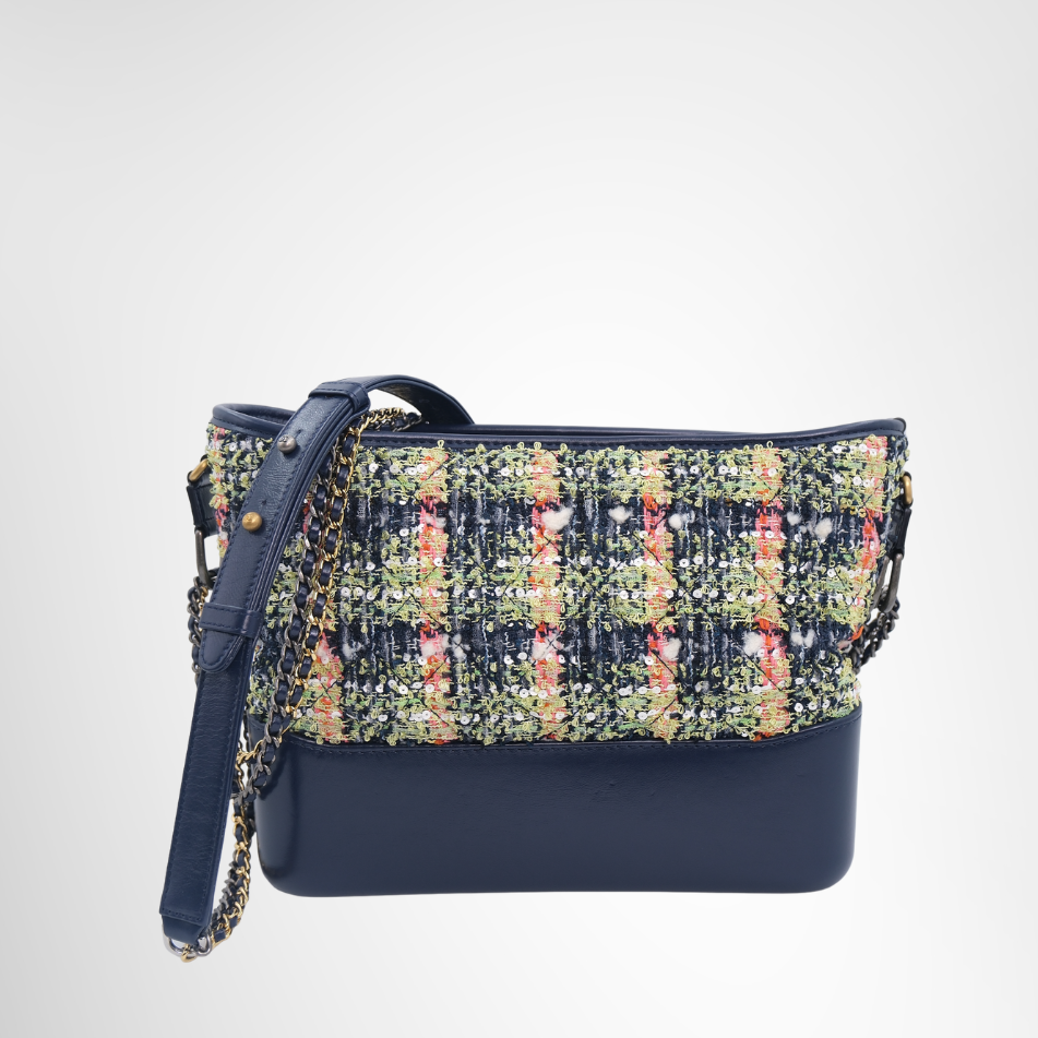 Chanel Preowned Luxury Bag Gabrielle Colorful Tweed Bag Front View