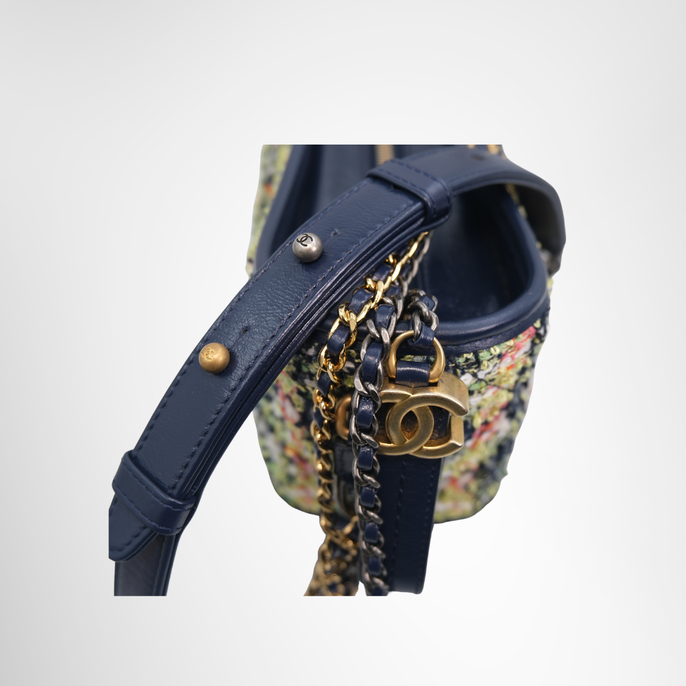 Chanel Preowned Luxury Bag Gabrielle Colorful Tweed Bag Strap View