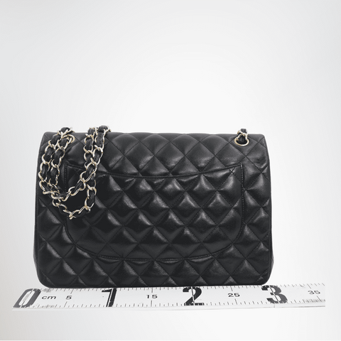 Chanel Preowned Luxury Bag Jumbo Classic Double Flap Bag in Quilted Lambskin Back View