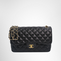 Chanel Preowned Luxury Bag Jumbo Classic Double Flap Bag in Quilted Lambskin Front View