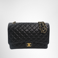 Chanel Preowned Luxury Bag Maxi Double Flap Bag in Quilted Caviar Front View