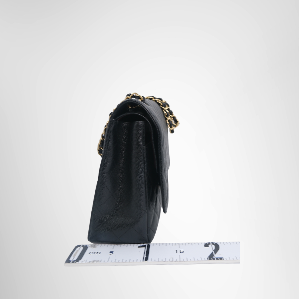 Chanel Preowned Luxury Bag Maxi Double Flap Bag in Quilted Caviar Side View