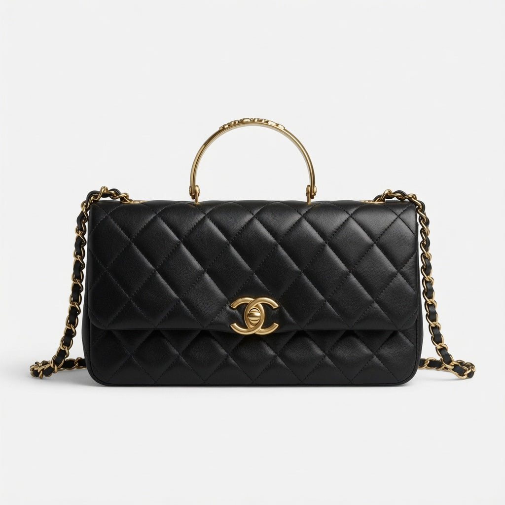 Chanel Preowned Luxury Bag Top Handle Flap Bag Front View