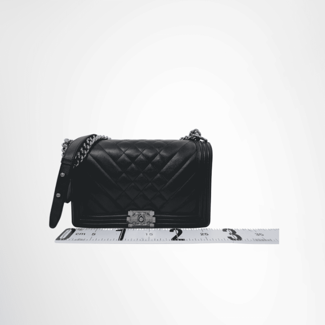 Chanel Boy Chevron Quilted Lambskin Flap Bag – Black