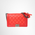 Chanel Preowned Luxury Boy Red Quilted Front Page
