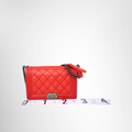 Chanel Preowned Luxury Boy Red Quilted Front View