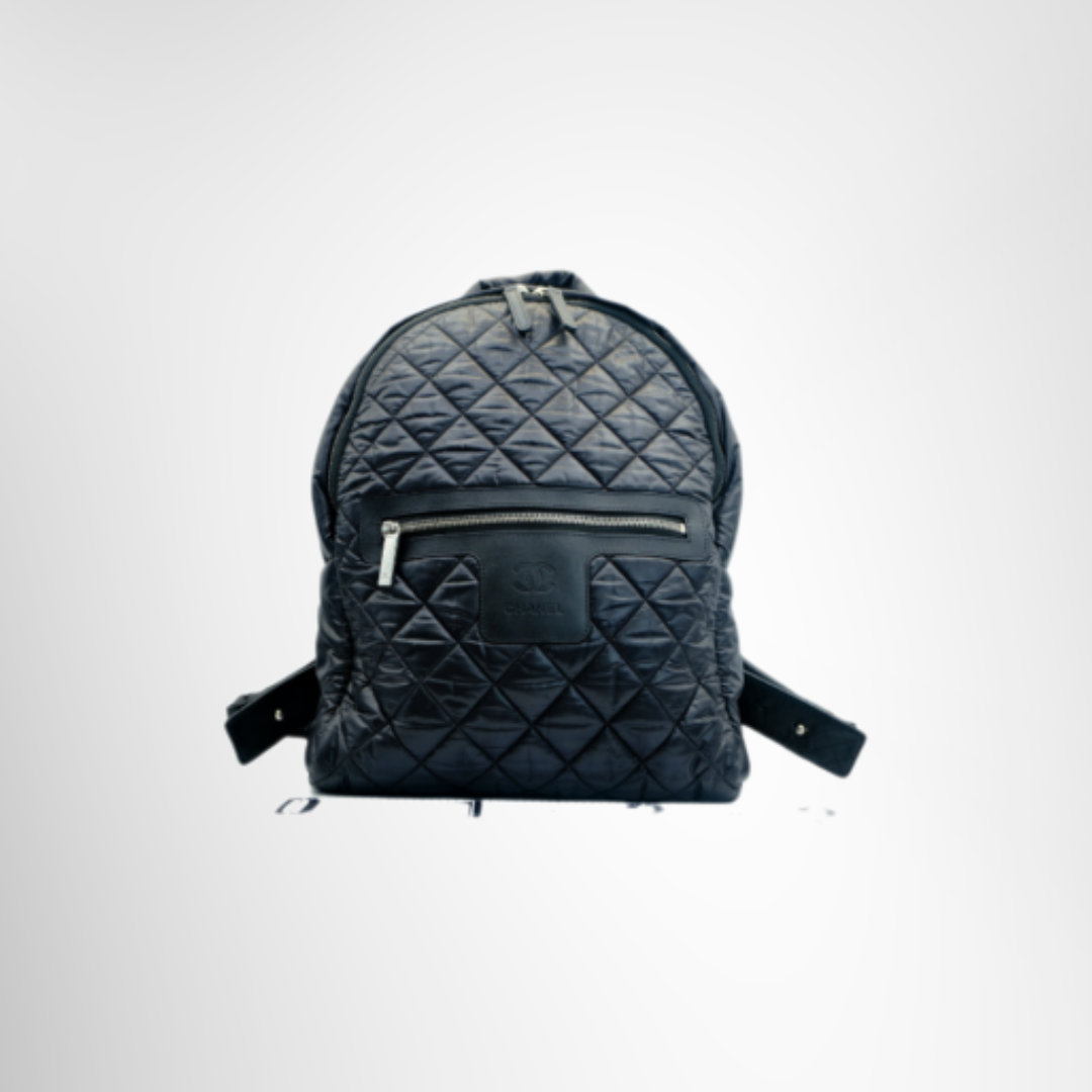 Chanel Preowned Luxury Coco Quilted Nylon Backpack With Dust Bag Front Page