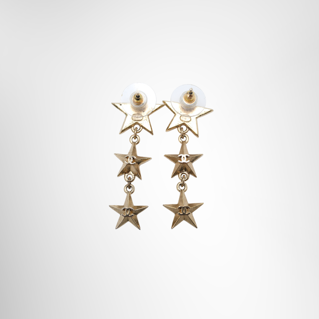 Chanel Preowned Luxury Earrings CC Star Earrings Back View
