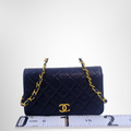 Chanel Preowned Luxury Matrasse Push Rock Chain Navy Lambskin Bag Front View - Antonio & Co.