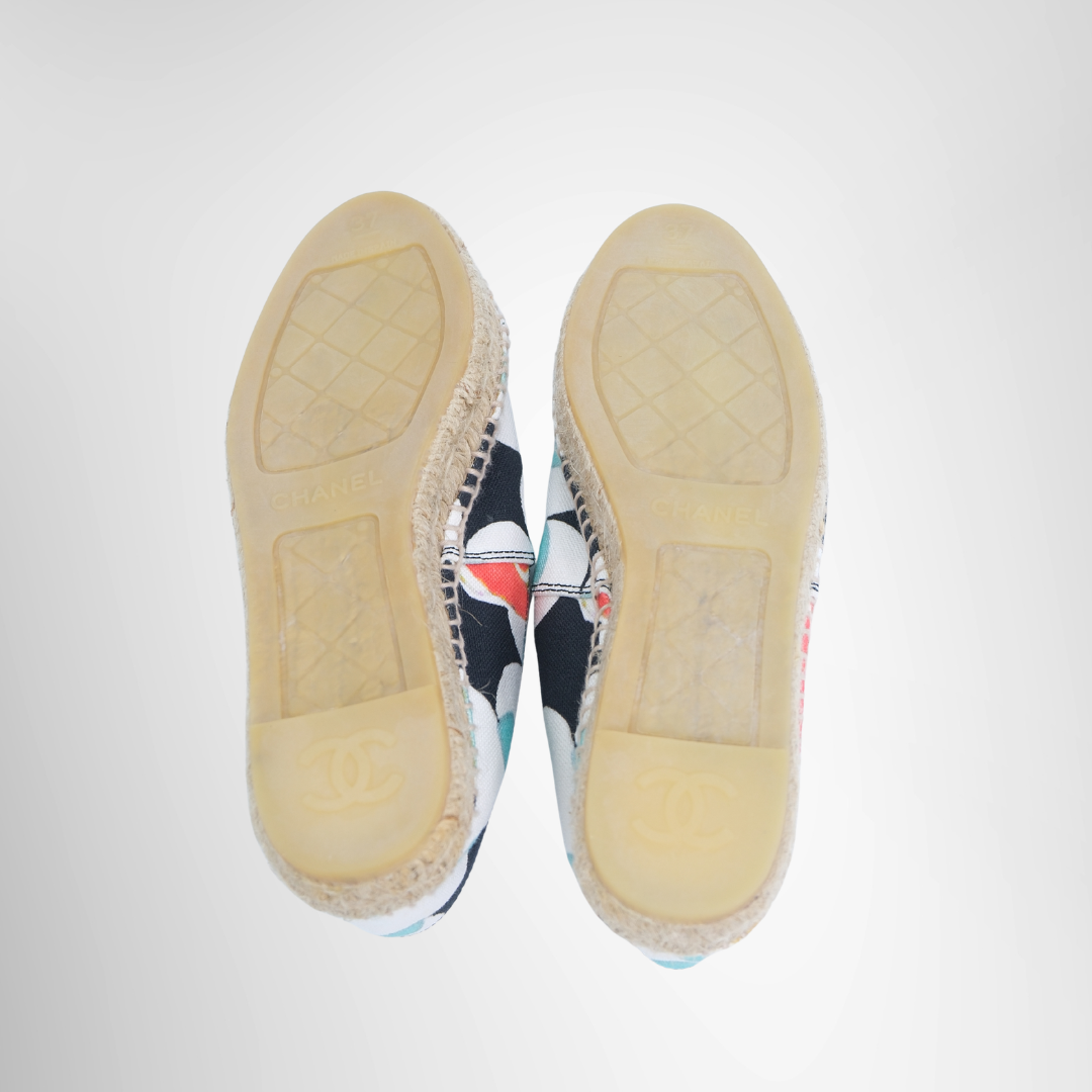 Chanel Preowned Luxury Printed Espadrille Bottom View