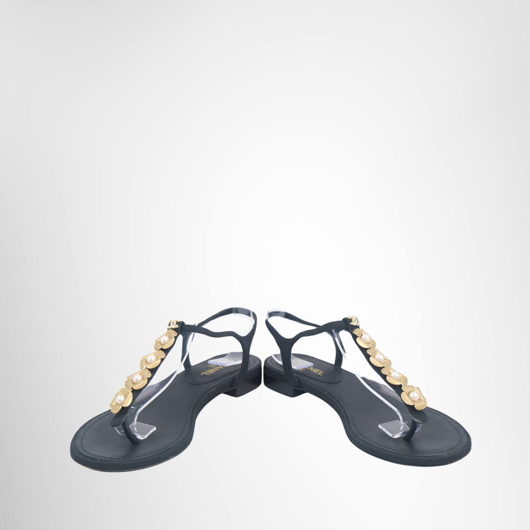 Chanel Preowned Luxury Sandals Front And Side View