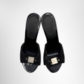 Chanel Preowned Luxury Sandals Vintage Y2K Square Buckle Coco Mark Mule Heeled Sandals Top View