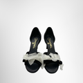 Chanel Preowned Luxury Shoes Satin Camellia Bow D'Orsay Pumps Front View