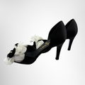 Chanel Preowned Luxury Shoes Satin Camellia Bow D'Orsay Pumps Side View