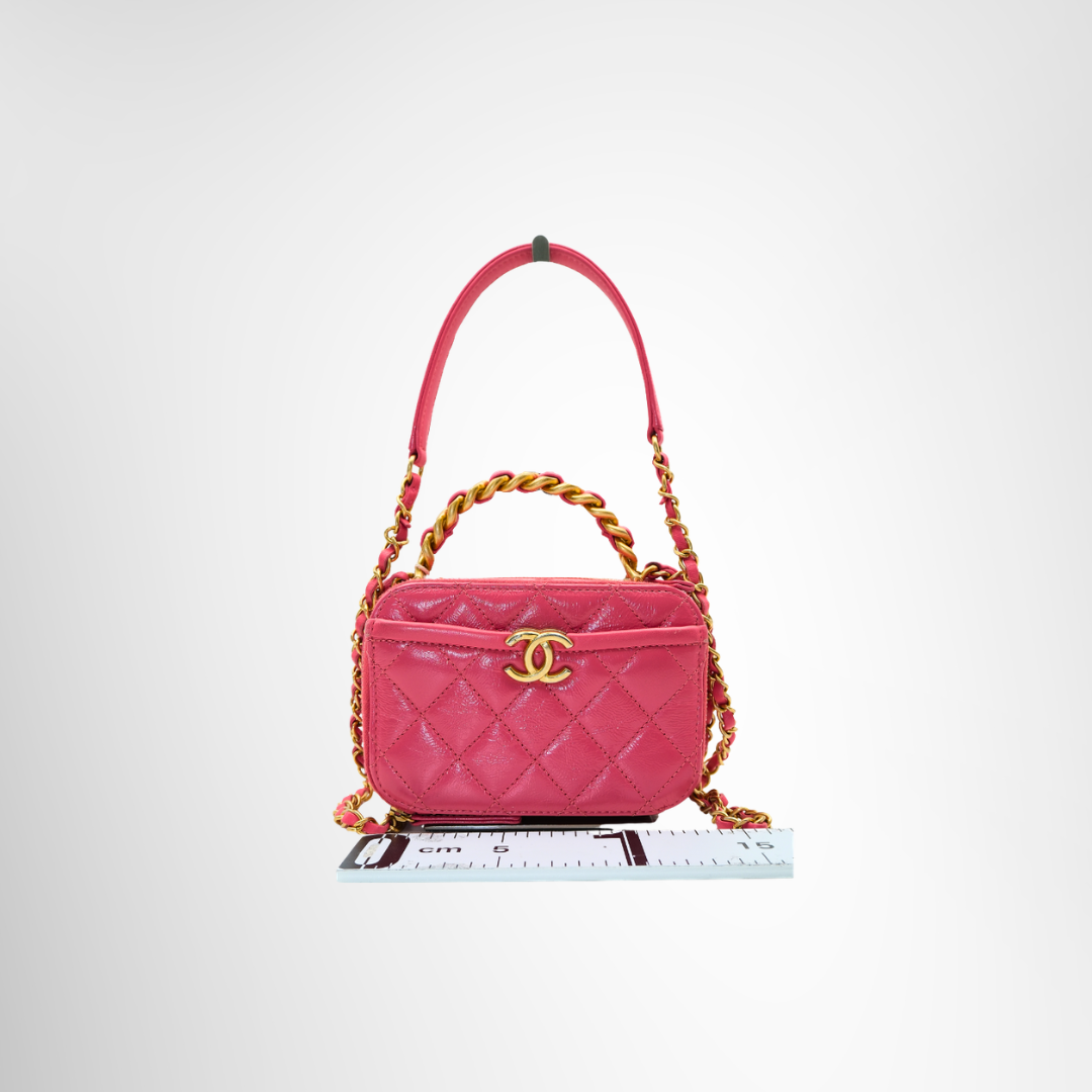 Chanel Preowned Luxury Small Top Handle Vanity Bag Front View