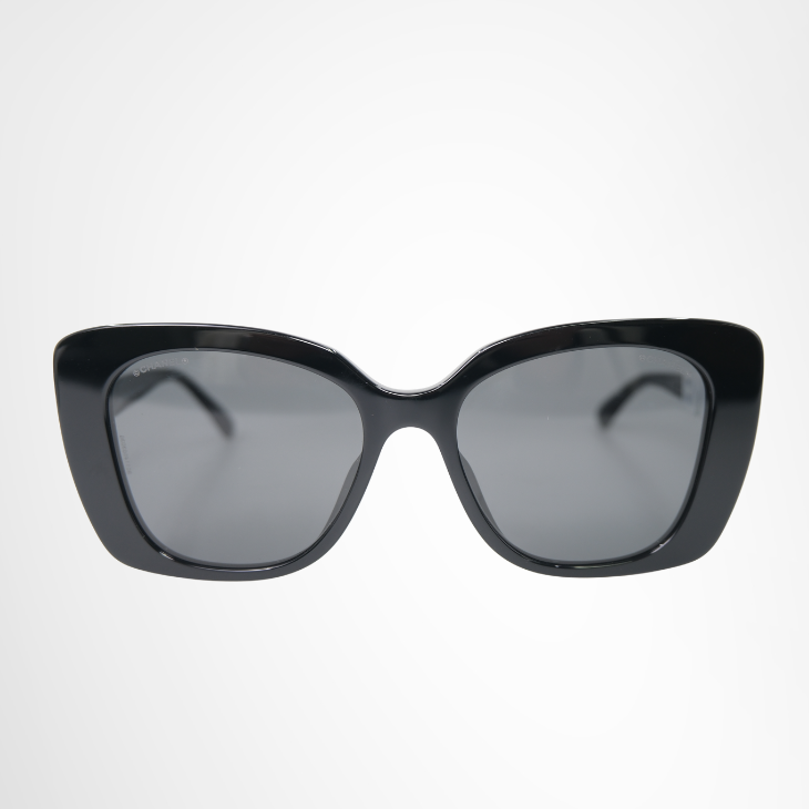 Chanel Preowned Luxury Square CH5422B with Black Acetate Frame Sunglasses Front View - Antonio & Co.