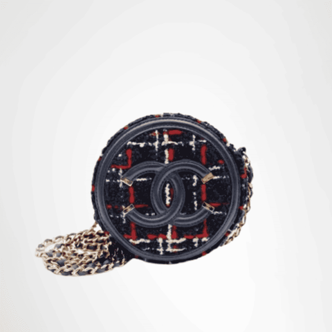 Chanel Tweed Filigree Round Bag