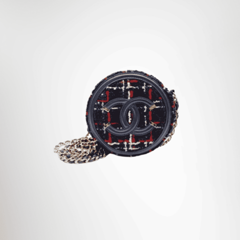 Chanel Preowned Luxury Tweed Round Bag Front View 1