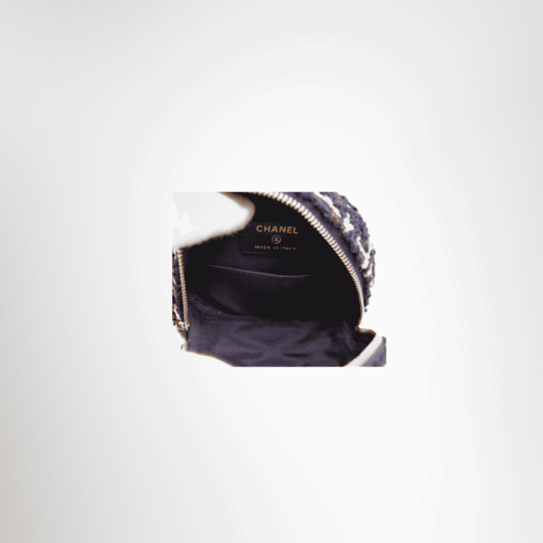 Chanel Preowned Luxury Tweed Round Bag Interior View