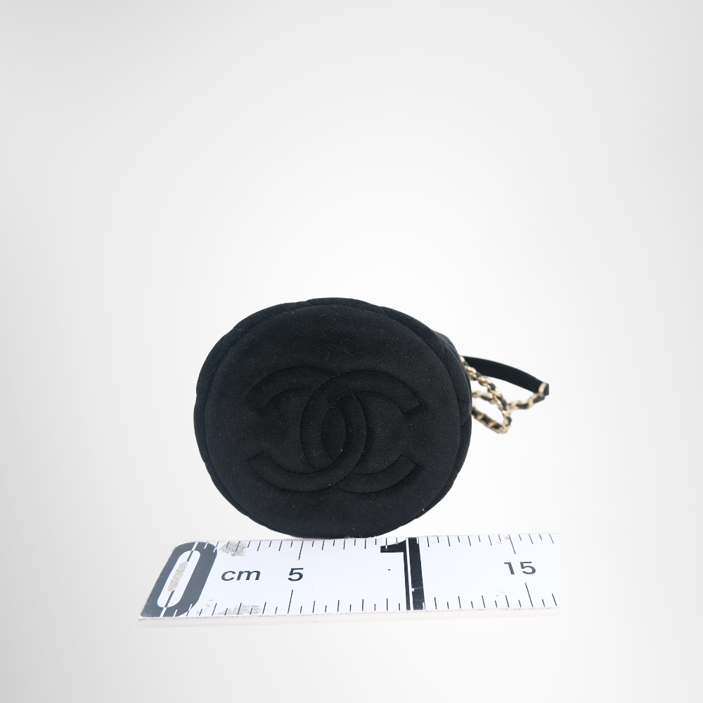 Chanel Preowned Luxury Velvet Quilted Pearl Crush Drawstring Bag Bottom View