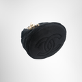 Chanel Preowned Luxury Velvet Quilted Pearl Crush Drawstring Bag Bottom View 1
