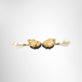 Chanel Preowned Luxury Vintage Black Enamel CC Dangling Faux Pearls Earrings Accessories Side View - Antonio & Co.