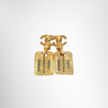 Chanel Preowned Luxury Vintage CC 31 Rue Cambon Gold Plated Clip-On Earrings Accessories Back View - Antonio & Co.