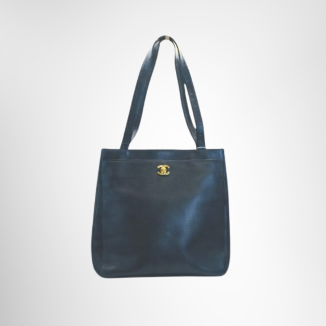Chanel Preowned Luxury Vintage Coco Mark Tote Front View 1