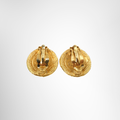 Chanel Preowned Luxury Vintage Gold Plated CC Round Earrings Accessories Back View - Antonio & Co.