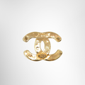 Chanel Preowned Luxury Woven Gold Plated CC Brooch Accessories Back View - Antonio & Co.