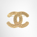 Chanel Preowned Luxury Woven Gold Plated CC Brooch Accessories Front View - Antonio & Co.