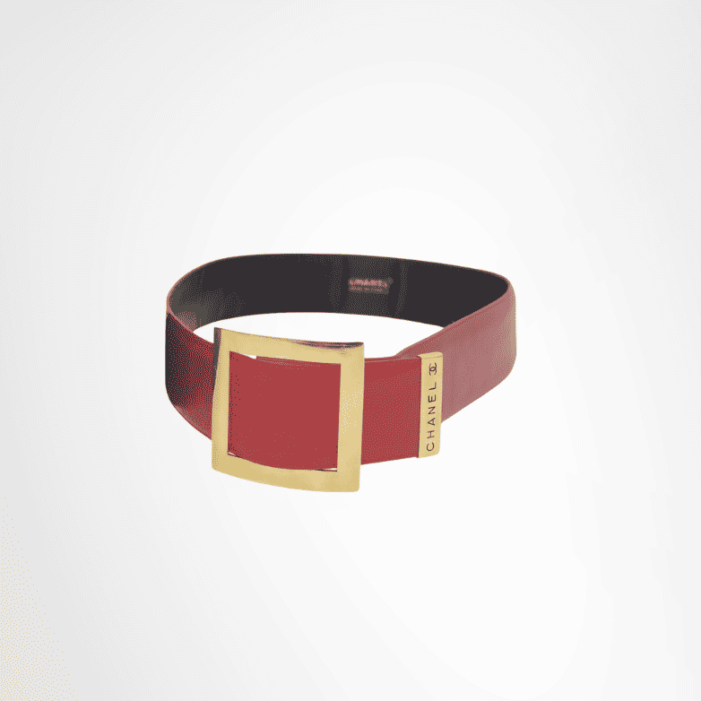 Chanel Vintage Square Buckle Belt - Red