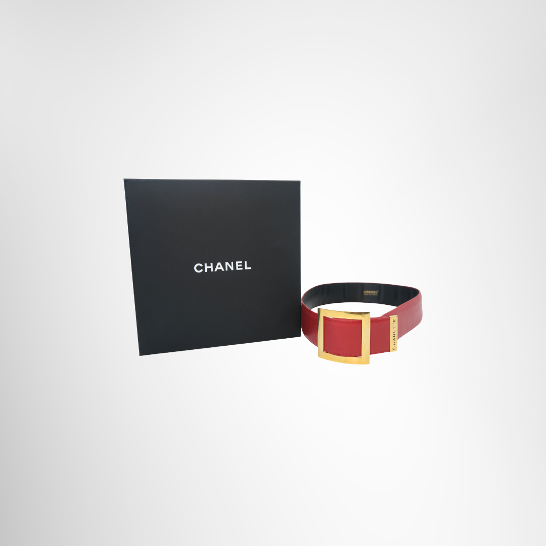 Chanel Vintage Square Buckle Belt Front Page