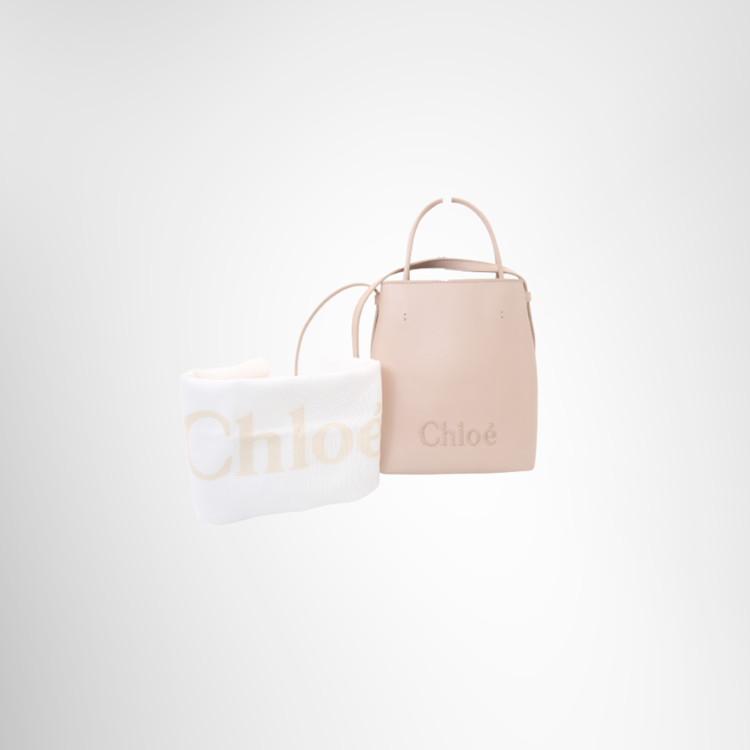Chloe Preowned Luxury Sense Micro Leather Bucket Bag Front View With Dust Bag