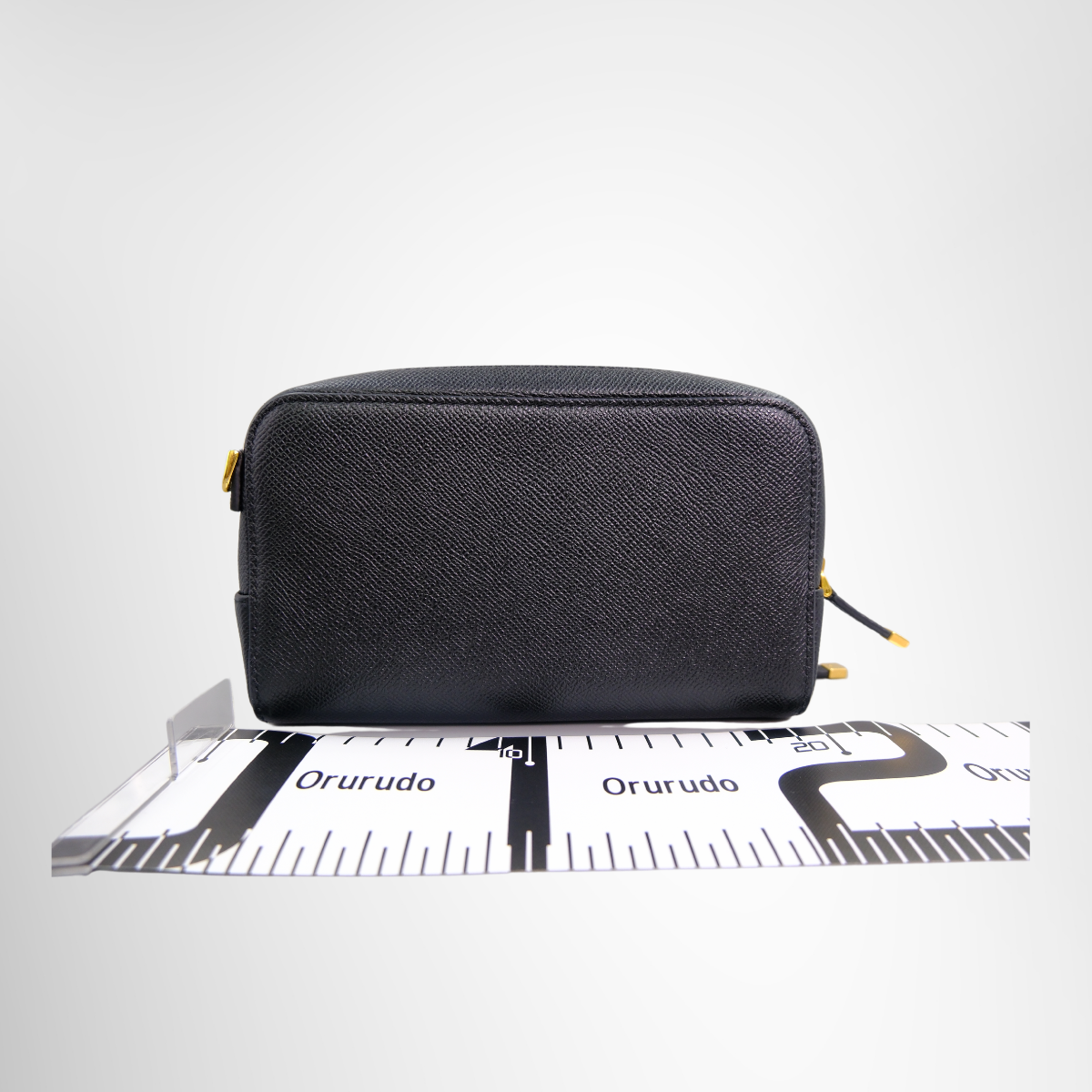 Caro Double Pouch Bag in Black Grained Calfskin