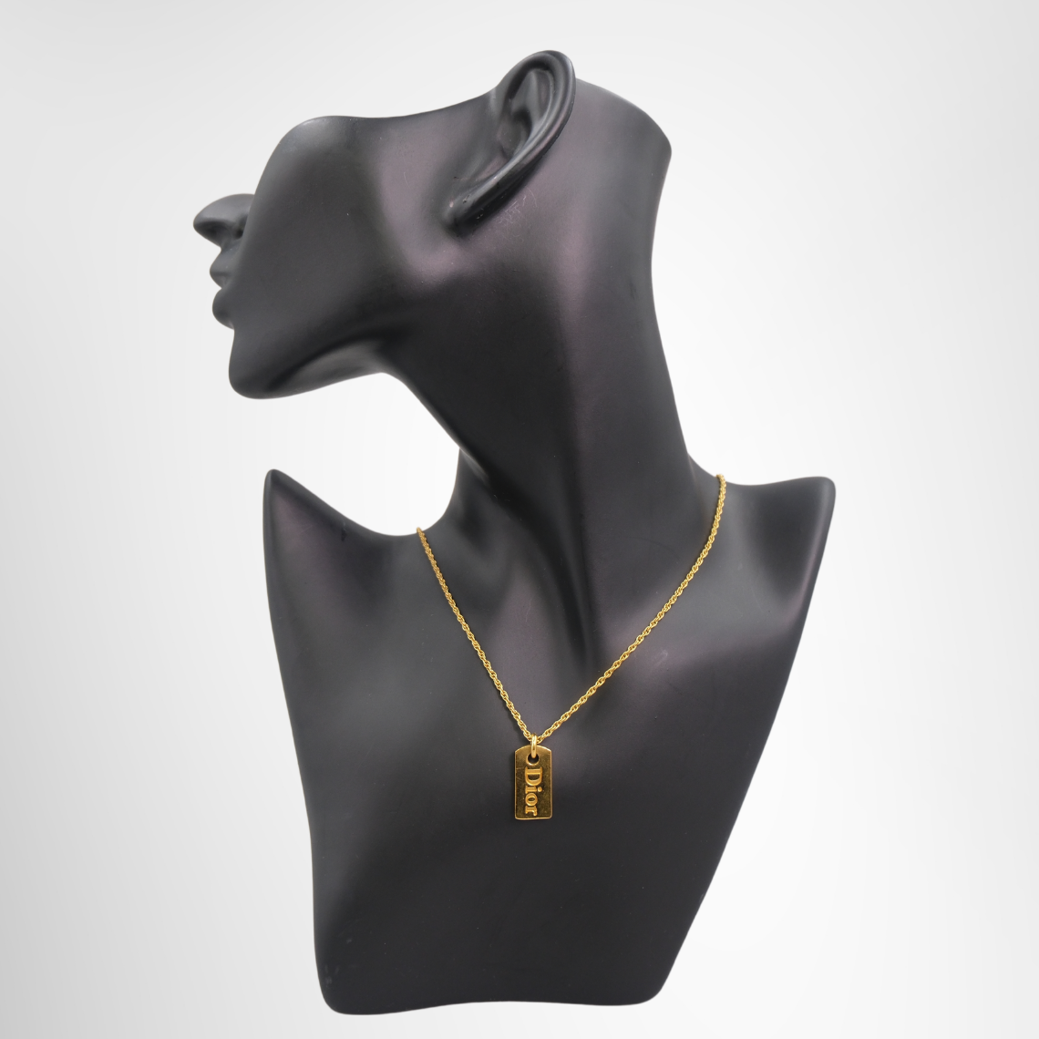 Gold Tone Logo Tag Necklace