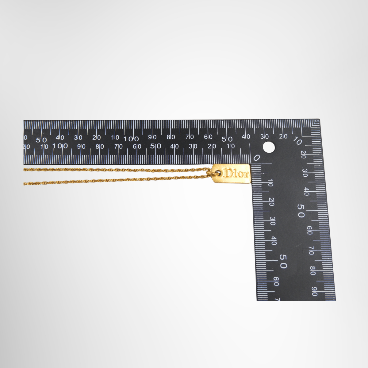 Gold Tone Logo Tag Necklace
