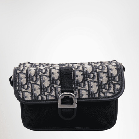 Dior Oblique Jacquard Canvas Shoulder Bag – Black