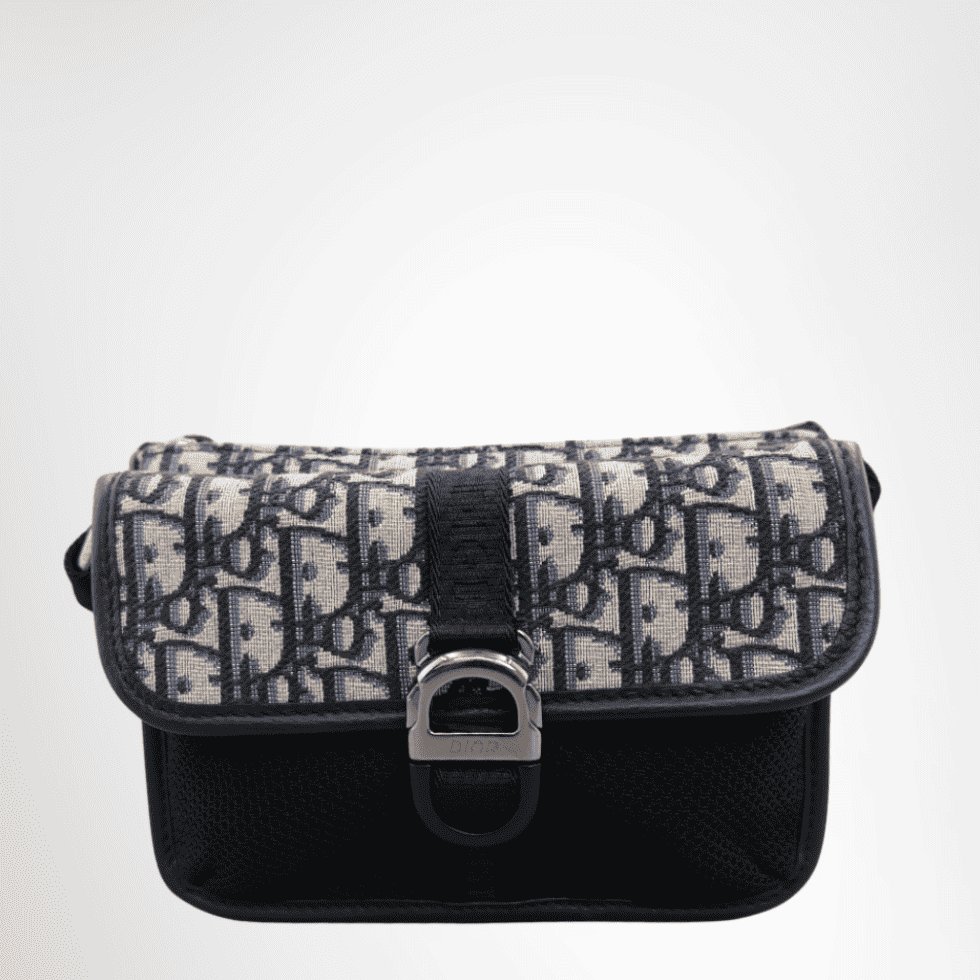 Dior Oblique Jacquard Canvas Shoulder Bag – Black