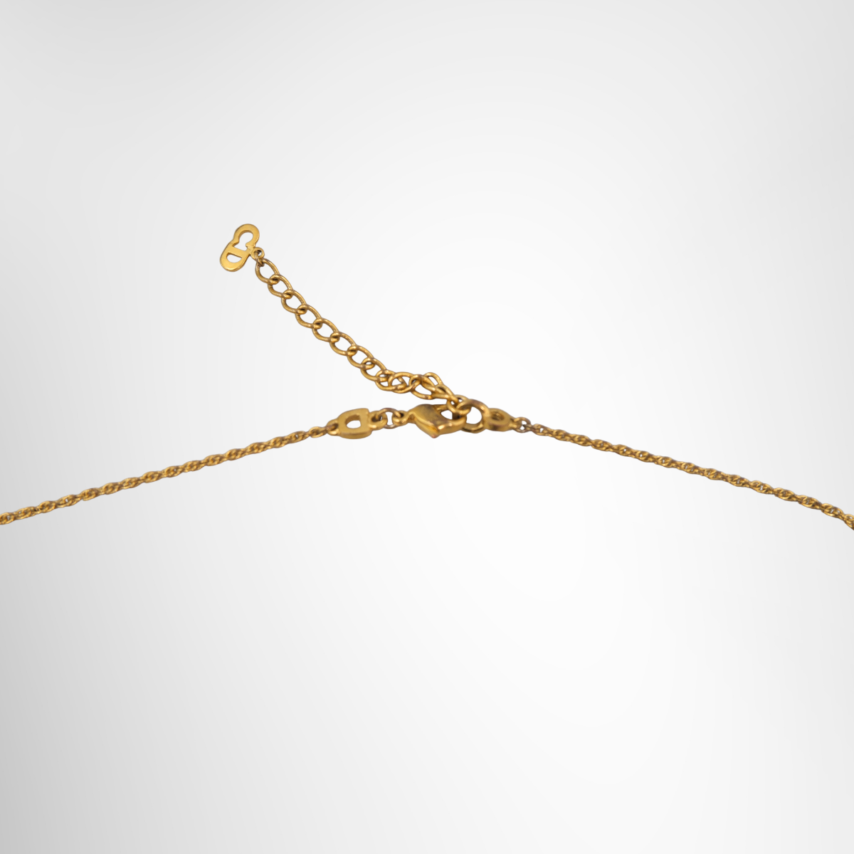 Gold Tone Logo Tag Necklace
