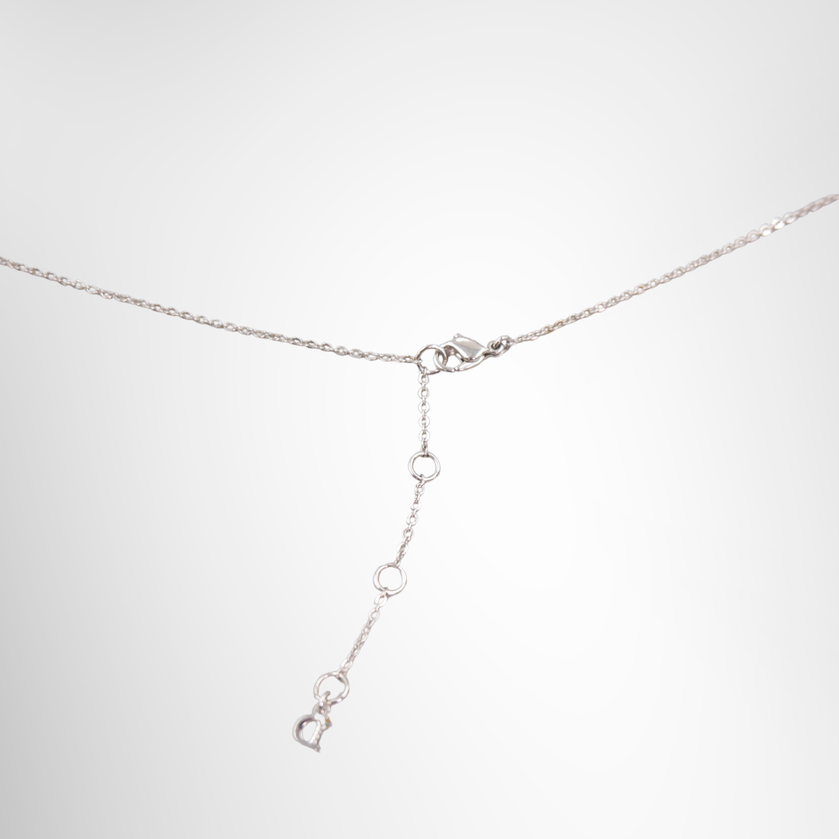 Silver Tone Triple Logo Charm Necklace