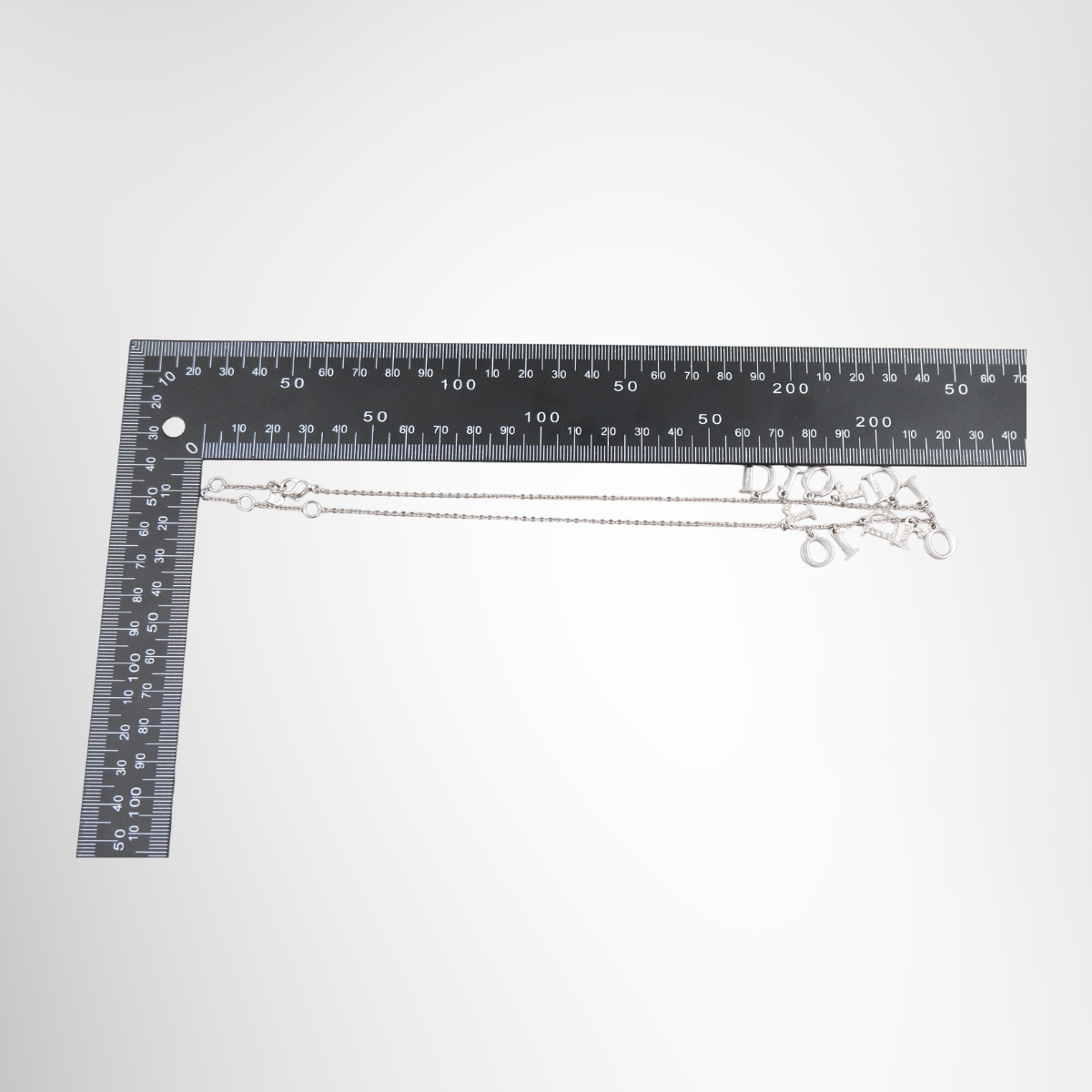 Silver Tone Triple Logo Charm Necklace