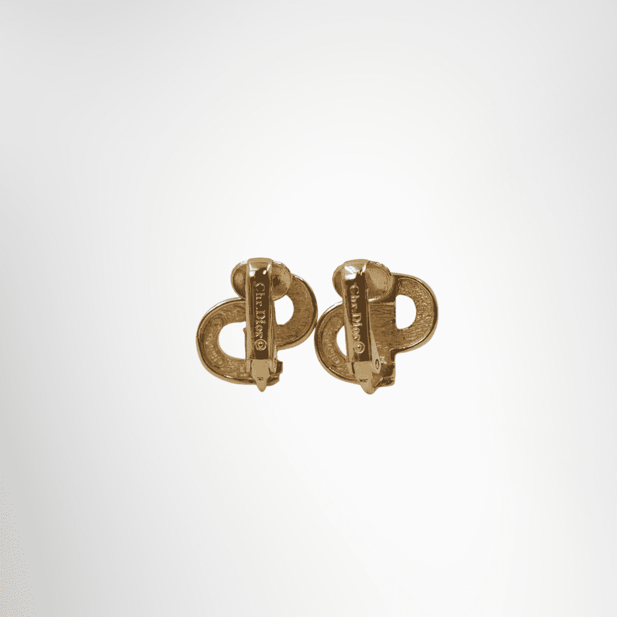 Dior CD Logo Rhinestone Clip-On Earrings – Pre-Owned Luxury Accessories – Antonio & Co Back View