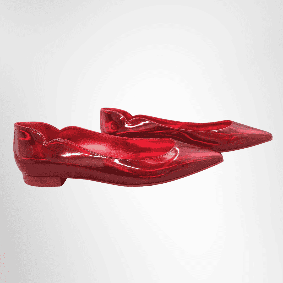 Christian Louboutin Metallic Patent Psychic Hot Chickita Flats - Red, Size 39