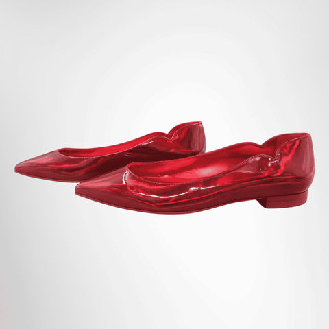 Christian Louboutin Metallic Patent Psychic Hot Chickita Flats - Red, Size 39