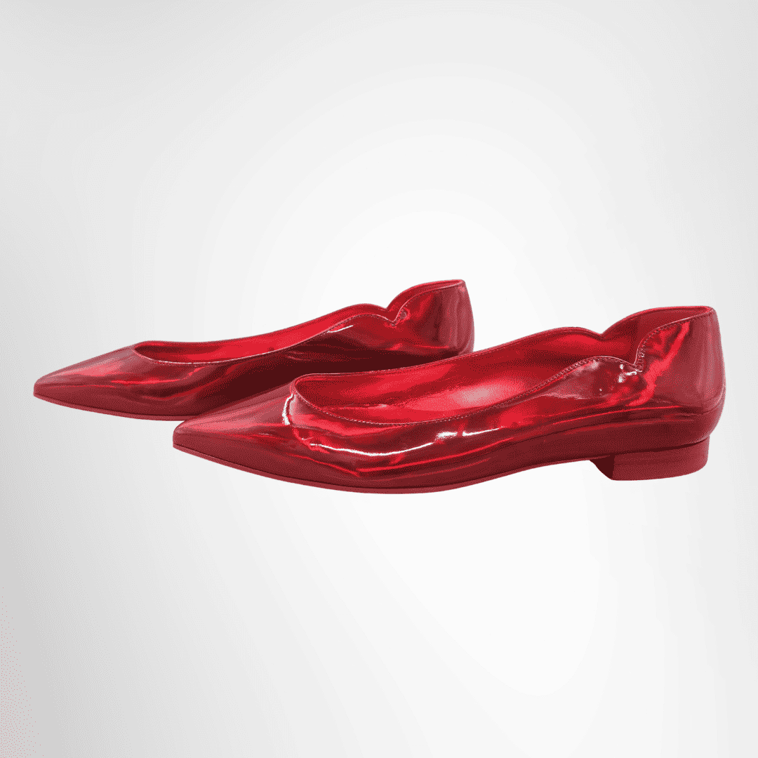 Christian Louboutin Metallic Patent Psychic Hot Chickita Flats - Red, Size 39