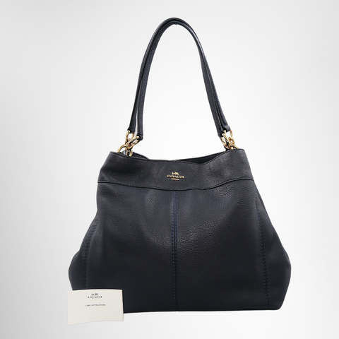 Coach Leather Tote Bag – Navy Blue